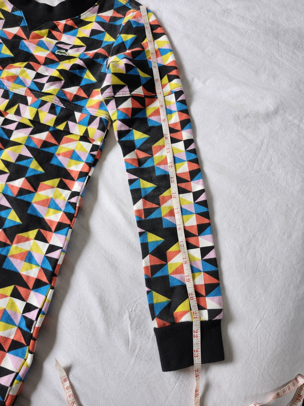 Lacoste Black Multicolor Geometric Crewneck Sweater - Picture 9 of 9